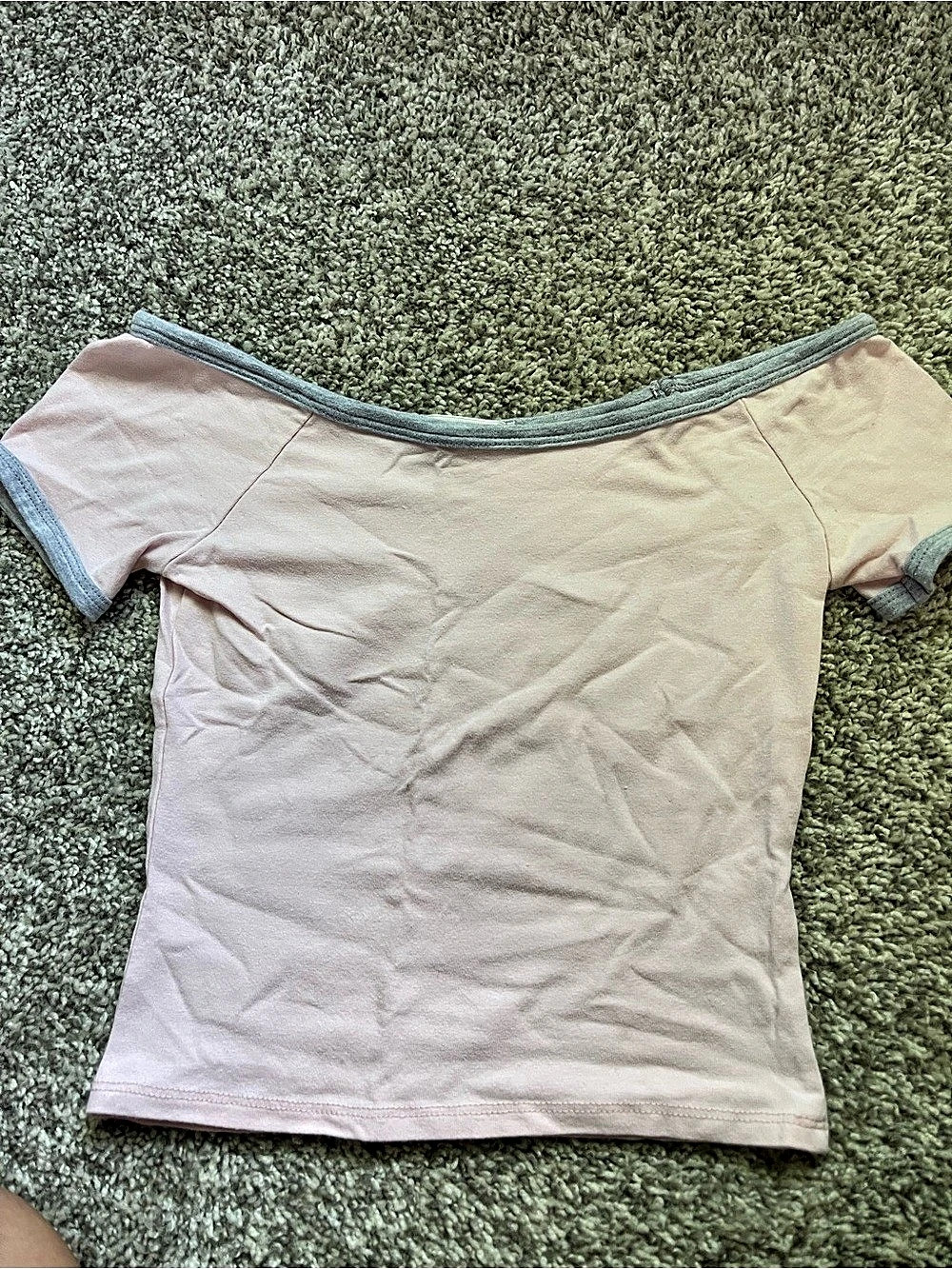 Rebellious Dream Off-Shoulder Short Sleeve Top in Pink & Gray